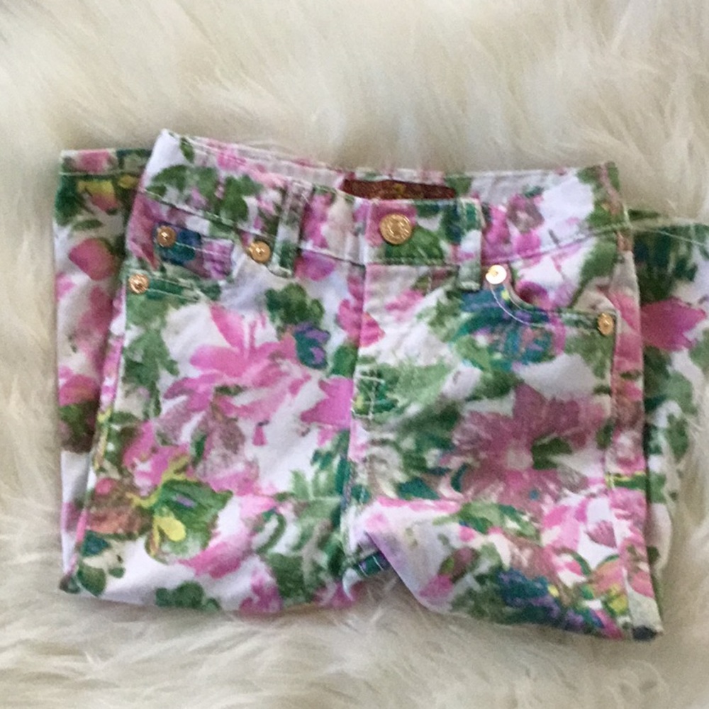 7 for all mankind floral skinny jeans